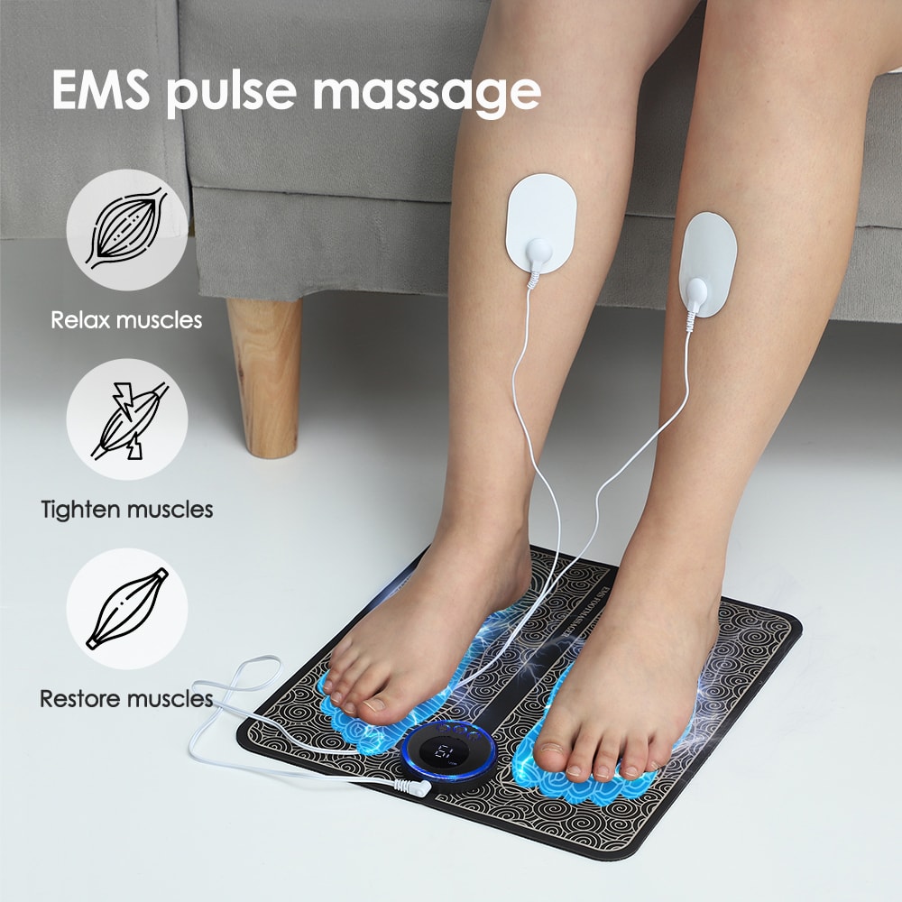 Electrical Muscle Stimulation Foot Massager Pad Microcurrent Foot Exercise Ion Detox Spa for Slimming and Relaxation