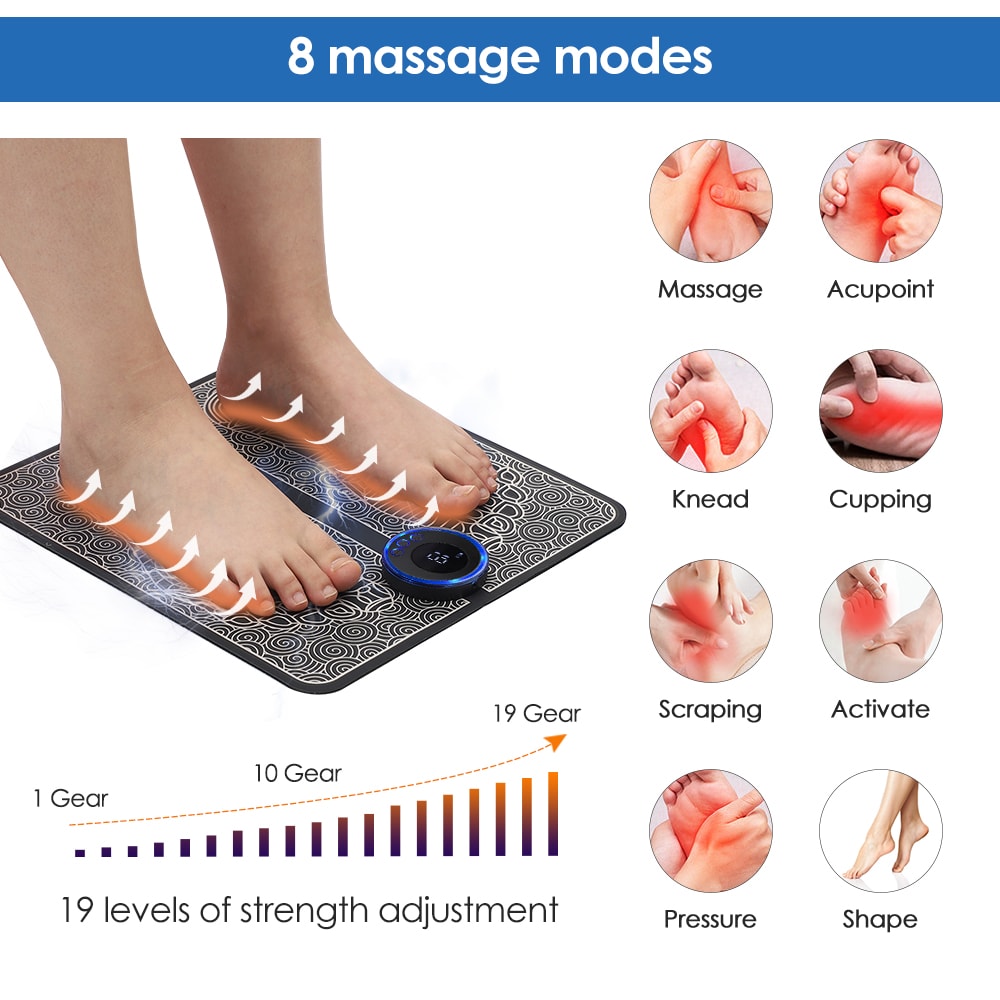 Electrical Muscle Stimulation Foot Massager Pad Microcurrent Foot Exercise Ion Detox Spa for Slimming and Relaxation