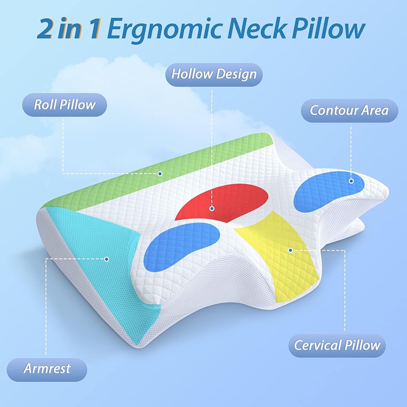 Memory Foam Neck Support Pillow For Neck Pain Relief Ergonomic Cervical Contour Pillow 1