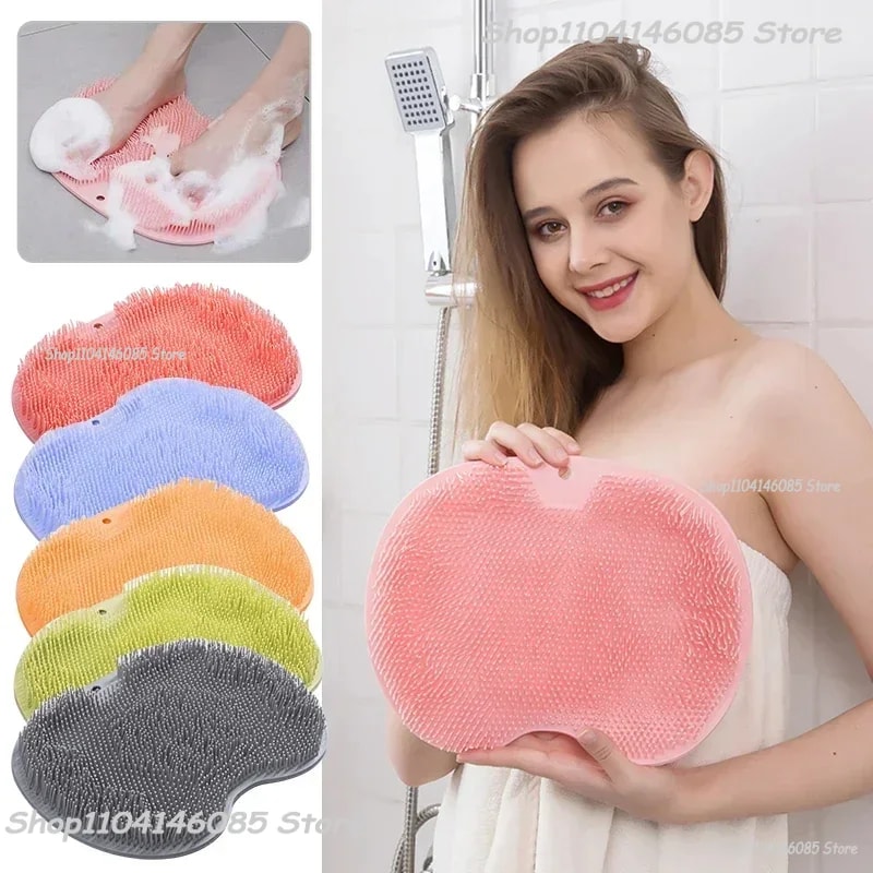 Silicone Massage Shower Mat Non Slip Foot Exfoliating Pad With Suckers For Back And Foot Scrubbing 2