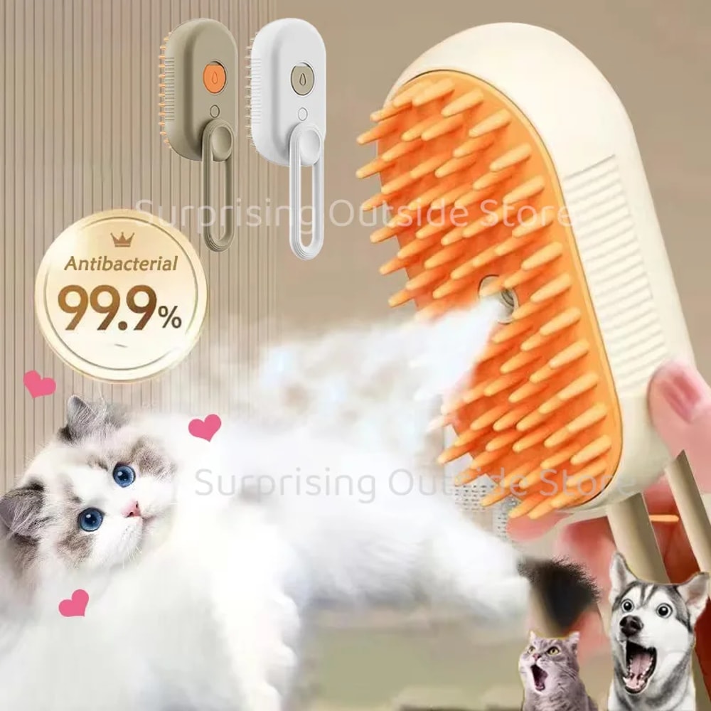 Cat Dog Pet Spray Massage Brush One Button Steam Spray Rotatable Floating Hair Bath And Hair Remova 1