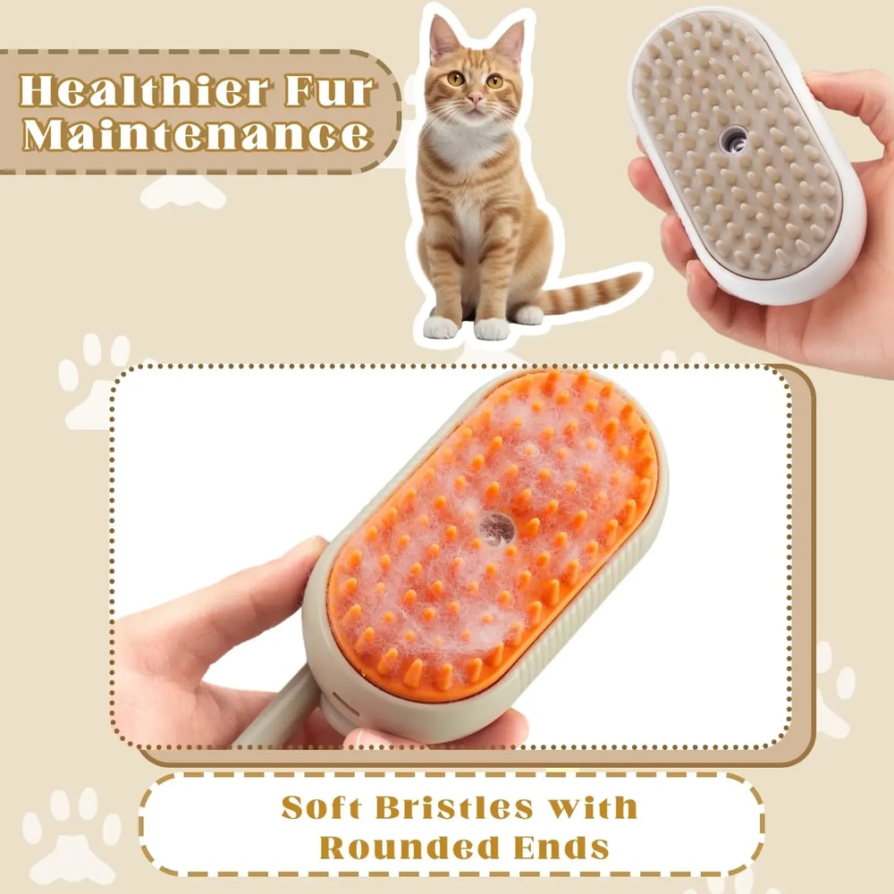 Cat Dog Pet Spray Massage Brush One Button Steam Spray Rotatable Floating Hair Bath And Hair Remova 2