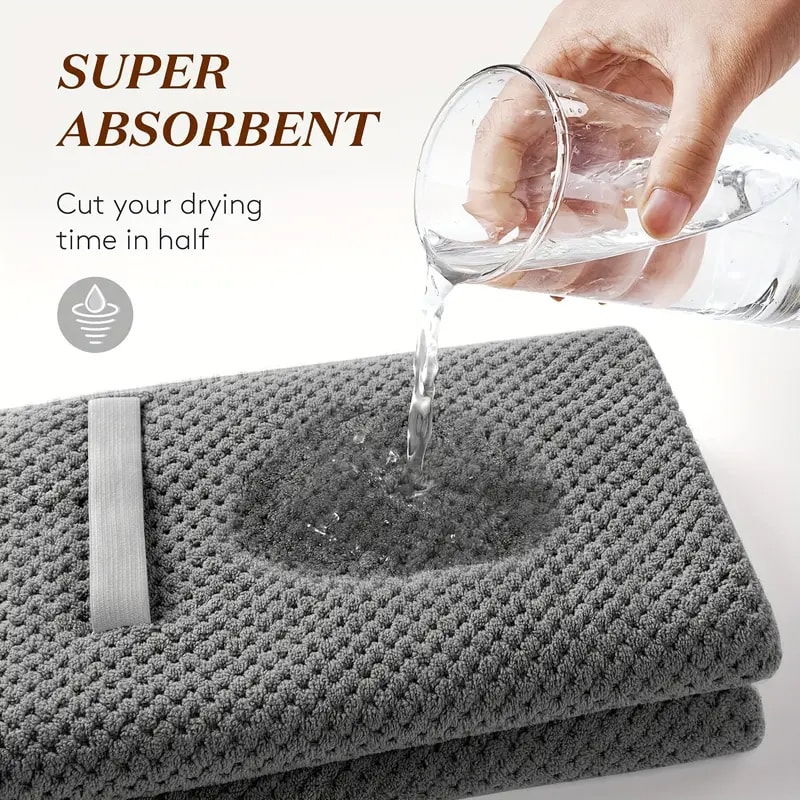 Extra Large Microfiber Hair Towel Wrap Quick Dry Ultra Absorbent with Elastic Band for Comfort