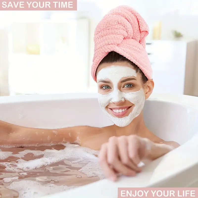 Extra Large Microfiber Hair Towel Wrap Quick Dry Ultra Absorbent with Elastic Band for Comfort