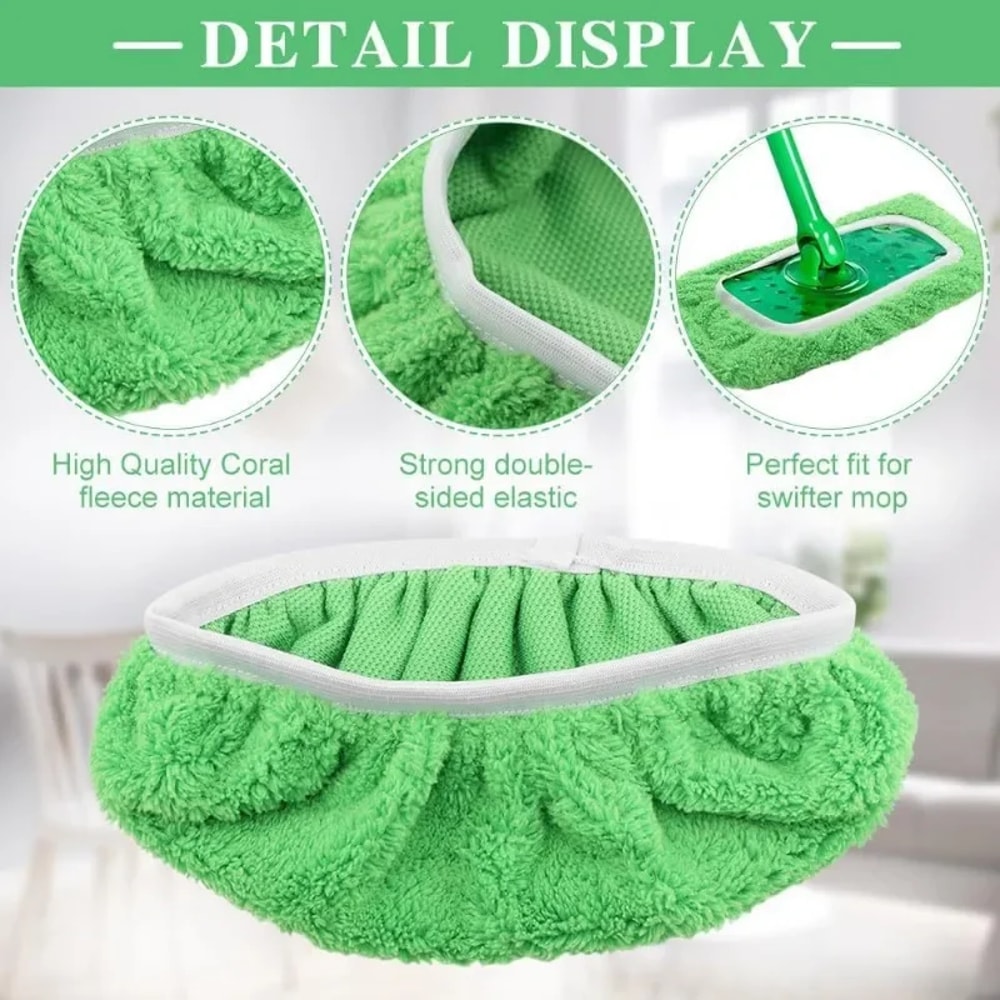 Reusable Microfiber Mop Pads For Wet Dry Cleaning Green Furniture Flooring Replacement 5