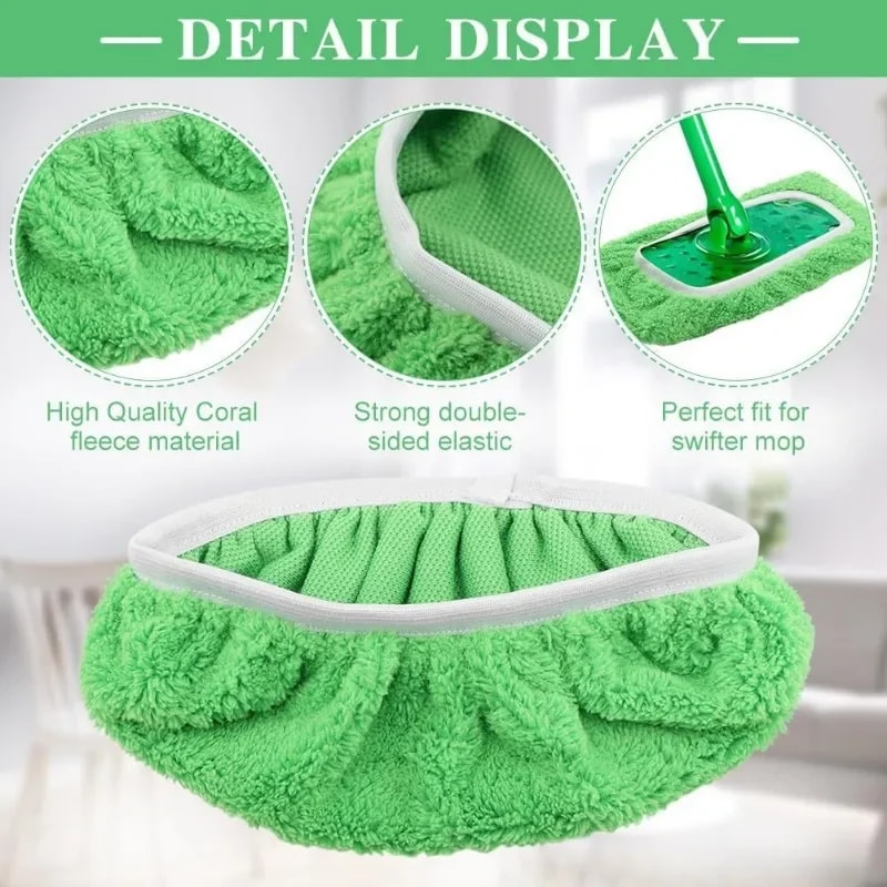Reusable Microfiber Mop Pads For Wet Dry Cleaning Green Furniture Flooring Replacement 5