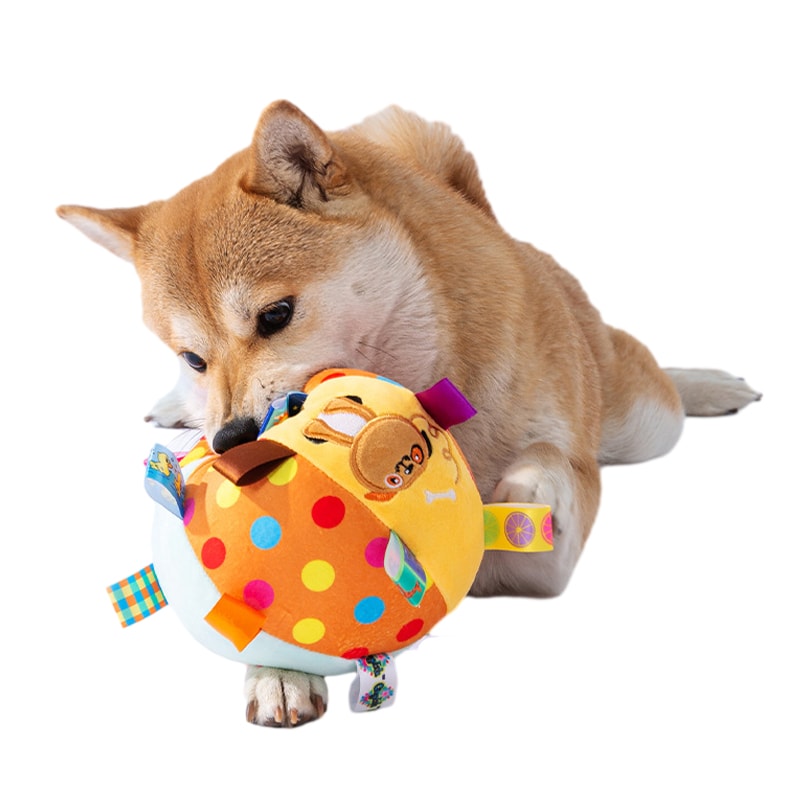 Interactive Ball Dog Toy For Aggressive Chewers Bite Resistant Plush Handle With Bells For Training 4