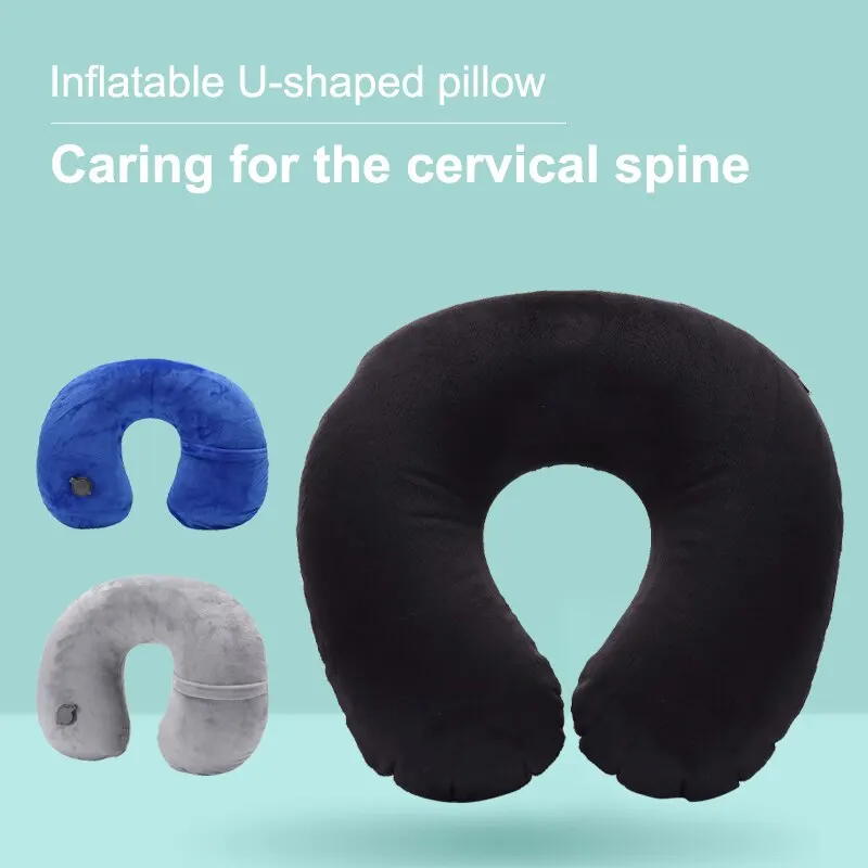Portable Inflatable Travel Pillow For Neck Cervical Spine Support Plush Cushion For Office Sleep 1
