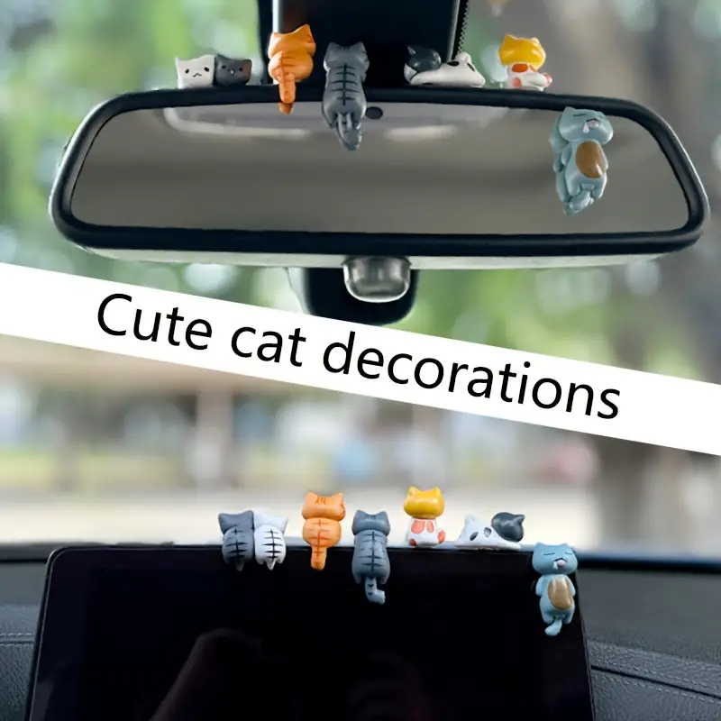 Cartoon Cat Dashboard Figurines Fun Car Pot And Screen Edge Decor 2
