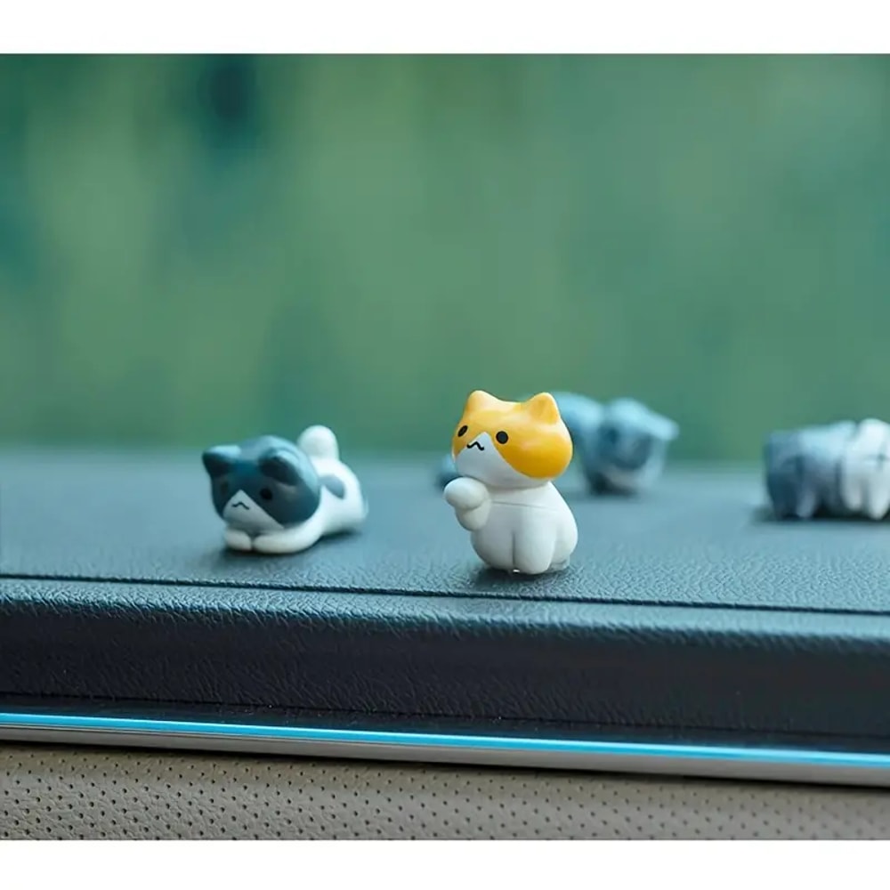 Cartoon Cat Dashboard Figurines Fun Car Pot And Screen Edge Decor 4