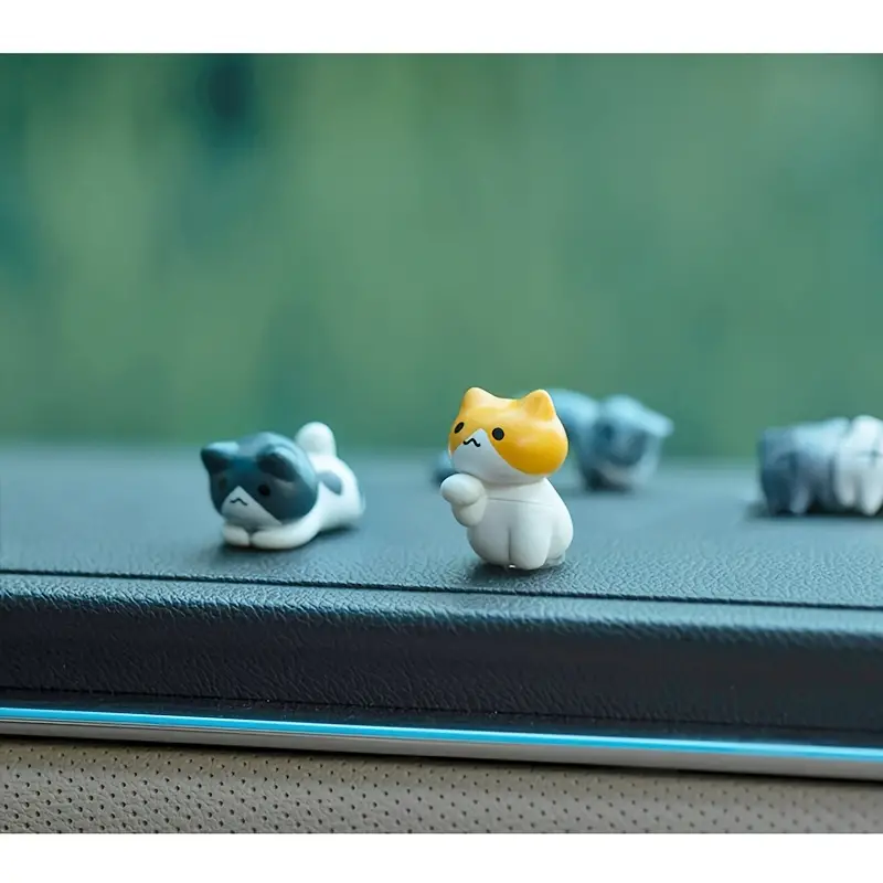Cartoon Cat Dashboard Figurines Fun Car Pot And Screen Edge Decor 4