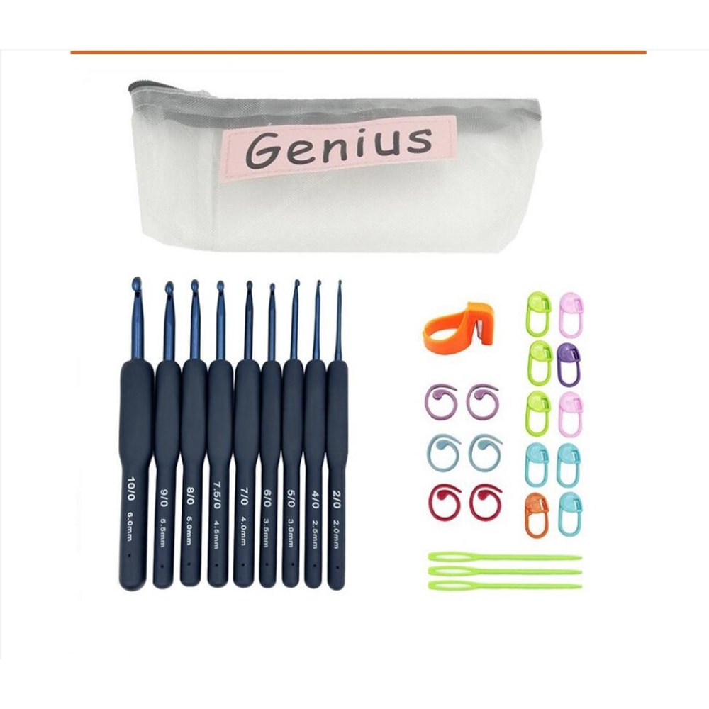 Blue Soft Handle Crochet Set DIY Sweater Knitting Crochet Kit With Silicone Non Slip Crochet Tools 1