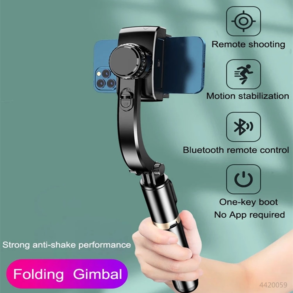 Foldable Gimbal Stabilizer Selfie Stick With Wireless Tripod Bluetooth Shutter Monopod 2