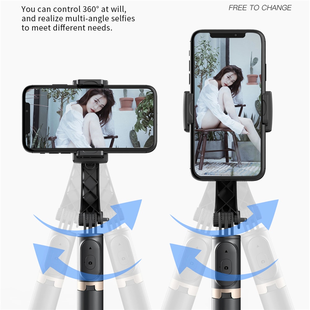 Foldable Gimbal Stabilizer Selfie Stick With Wireless Tripod Bluetooth Shutter Monopod 3