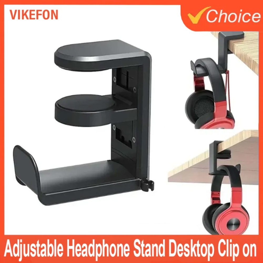 Adjustable Rotating Gaming Headphone Stand Table Clip Hook 0