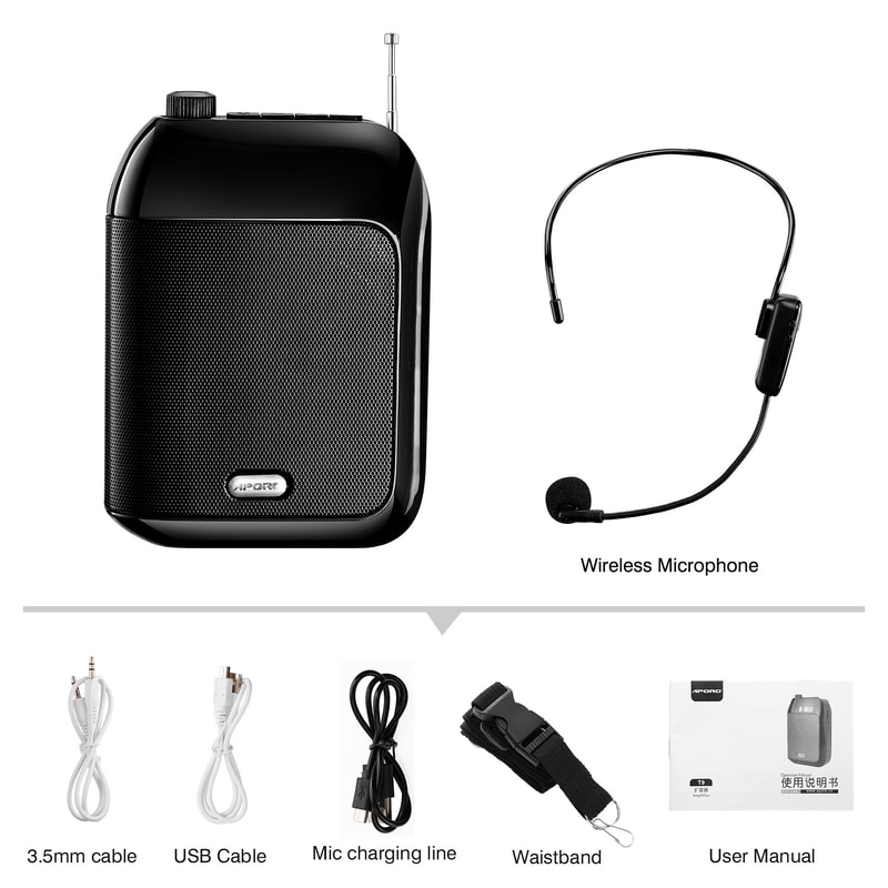 Portable Wireless Voice Amplifier With U Disk Megaphone Microphone Speaker For Teaching And Promoti 4
