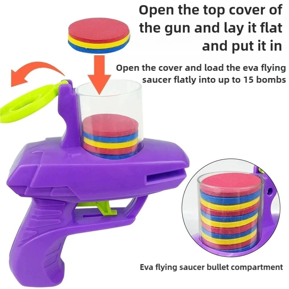 Flying Disc Gun Parent Child Interactive Shooter Toy with Soft Bullets for Kids Indoor & Outdoor Fun