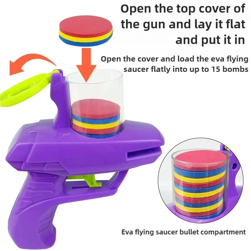 Flying Disc Gun Parent Child Interactive Shooter Toy with Soft Bullets for Kids Indoor & Outdoor Fun