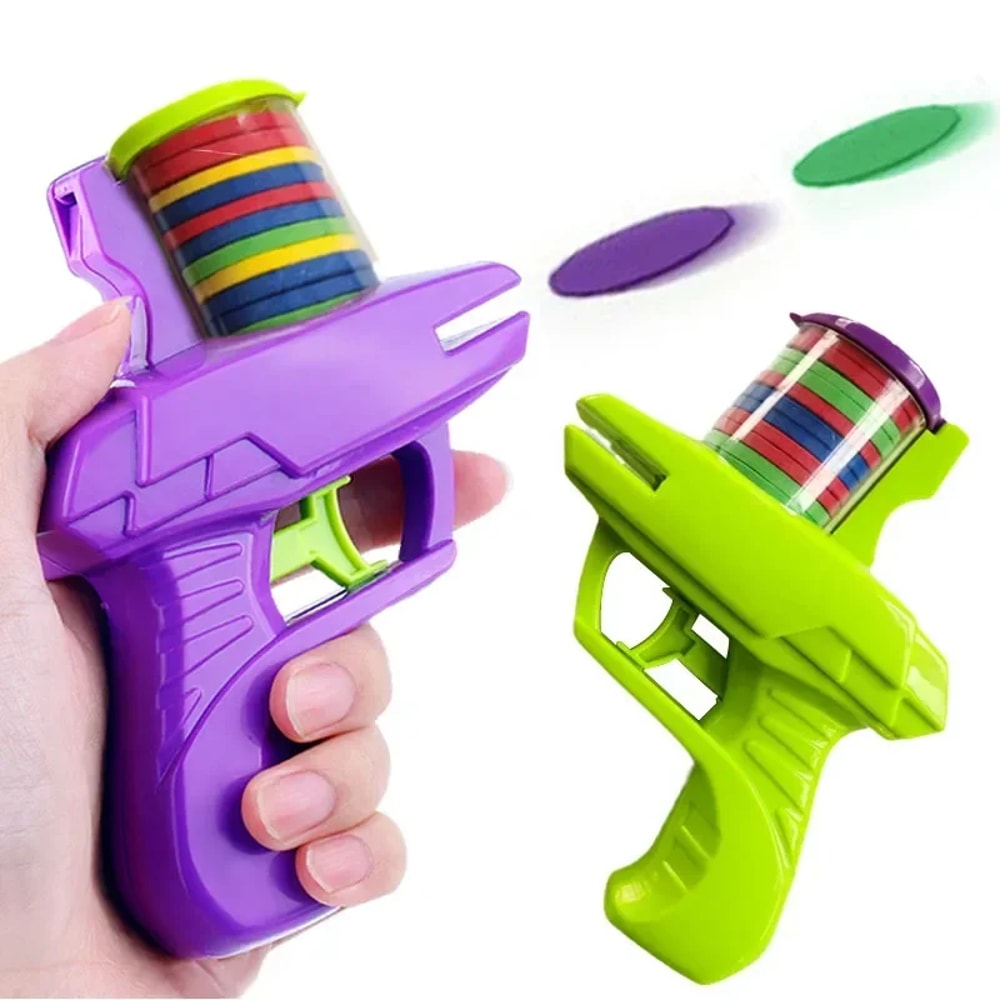 Flying Disc Gun Parent Child Interactive Shooter Toy with Soft Bullets for Kids Indoor & Outdoor Fun
