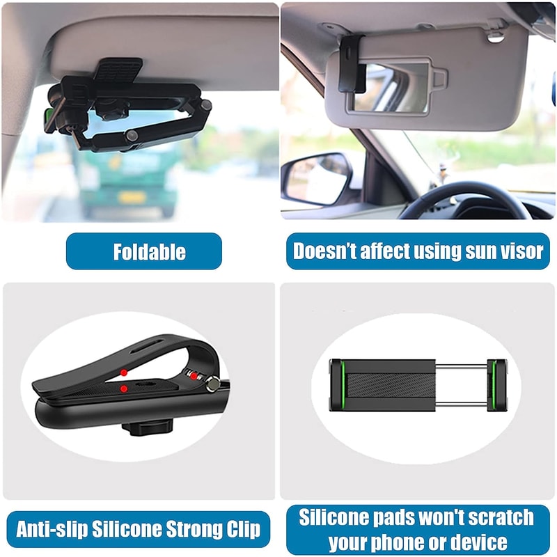 Car Sun Visor Phone Holder Multifunctional Rotating Cell Phone Holder For Easy Access And Safe Driv