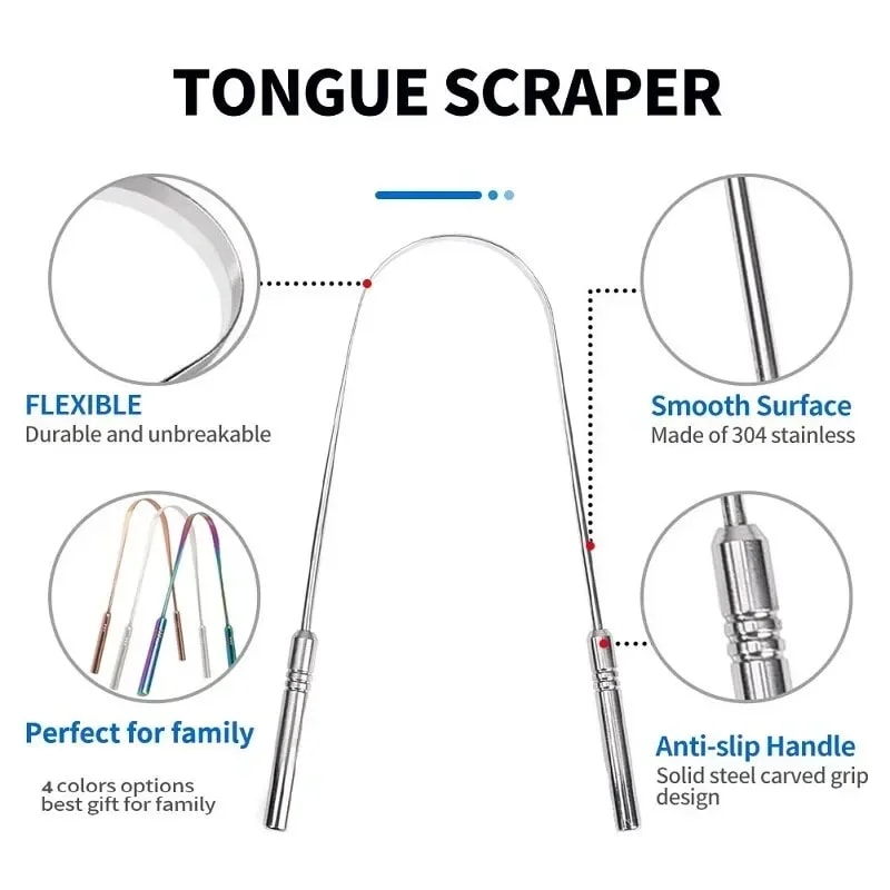 Stainless Steel Tongue Scraper For Fresh Breath U Shaped Metal Tongue Cleaner For Oral Hygiene 3