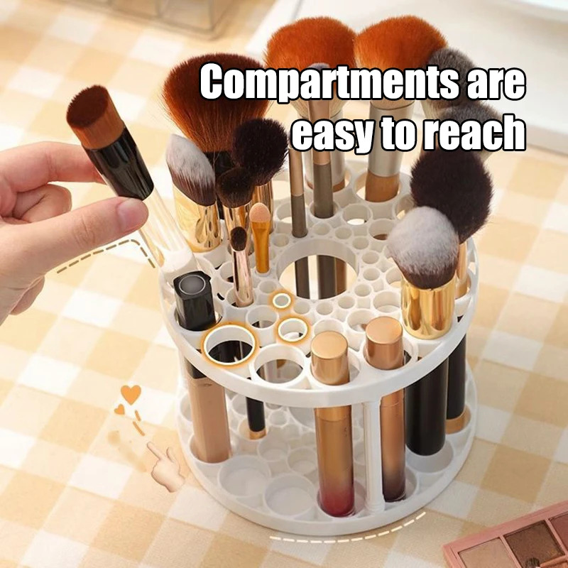 Rotating Makeup Brush Stand Elegant Beauty Storage Organizer For Easy Access And Visibility 2