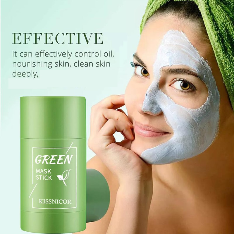 Green Tea Face Mask Stick Pore Shrinking Blackhead Removal Moisturizing Facial Cleanser 0