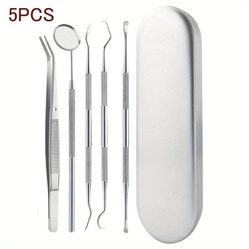 Tooth Cleaning Kit With Tongue Scraper Tweezers Toothpick Tools Non Slip Handle And Convenient Sto 7