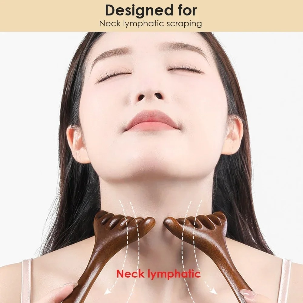 Wooden Meridian Massage Comb Anti Static Six Claw Head Massager For Improved Blood Circulation Gua 4