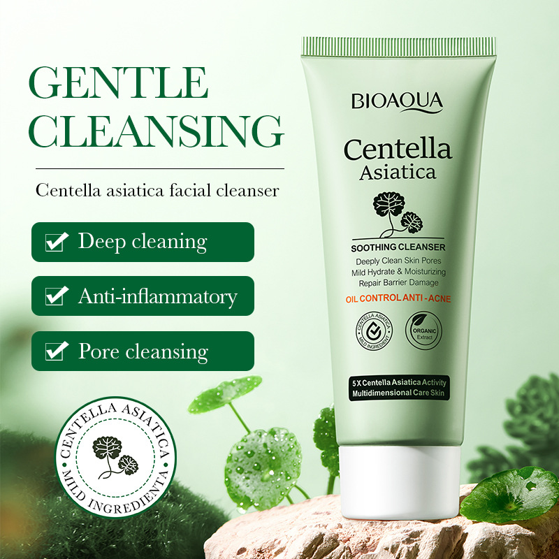 Centella Asiatica Facial Cleanser Moisturizing Oil Control Face Wash Foam For Clear Hydrated Skin 0