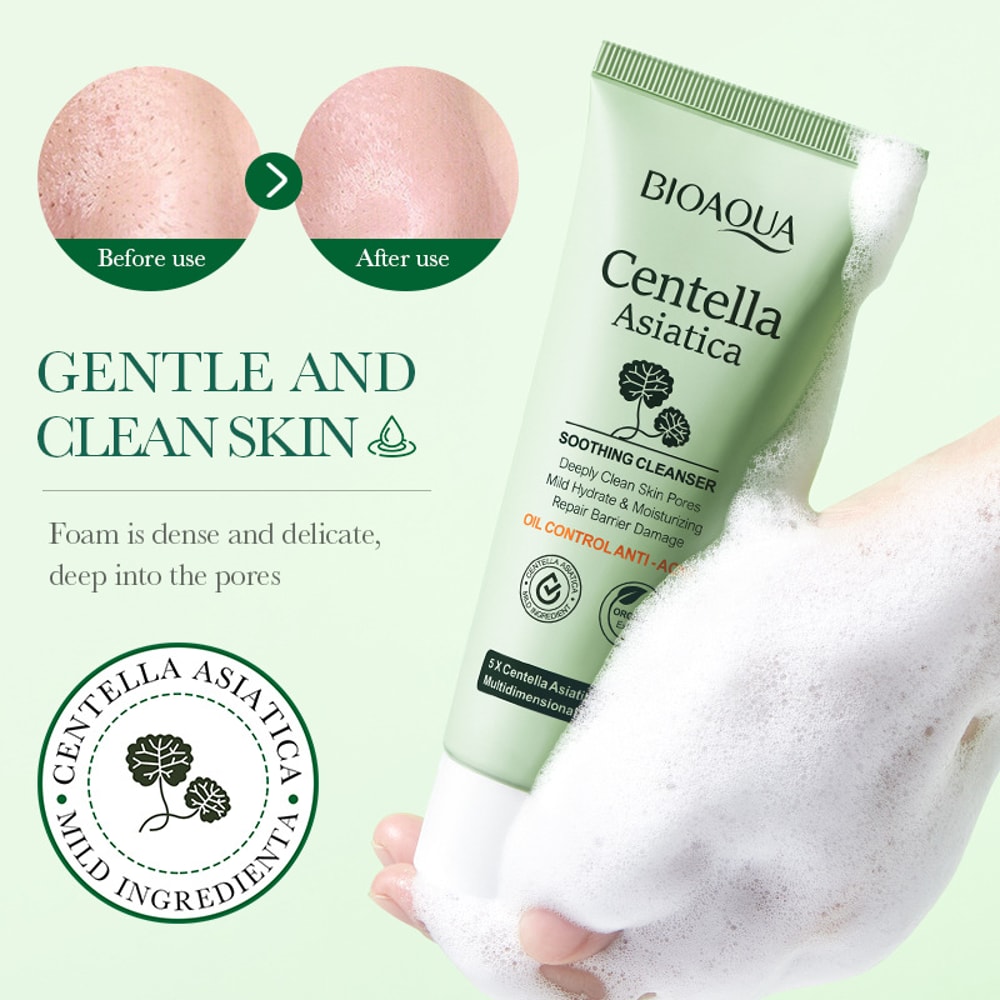 Centella Asiatica Facial Cleanser Moisturizing Oil Control Face Wash Foam For Clear Hydrated Skin 4