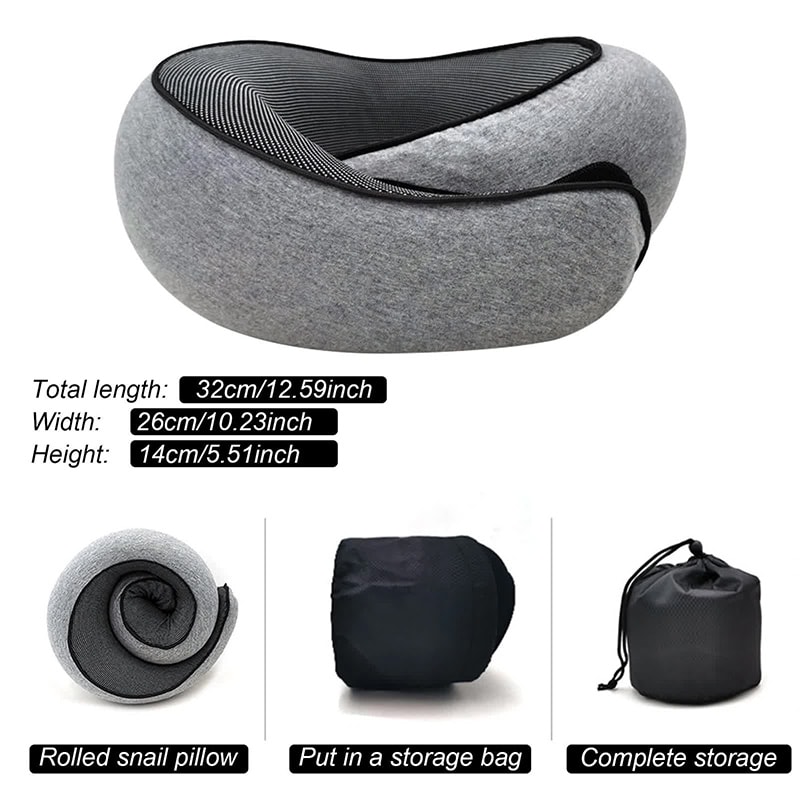 Memory Foam Travel Neck Pillow Adjustable U Shaped Snail Style For Comfortable Sleep On The Go 1