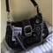 Vintage Star Pattern Canvas Underarm Bag For Women Retro Shoulder Chain Purse 2