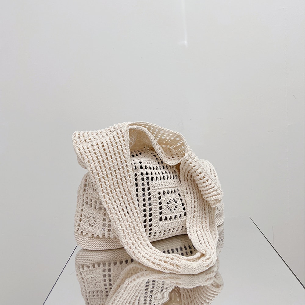 Womens Crochet Tote Bag Casual Hollow Knit Shoulder Shopping Handbag 5