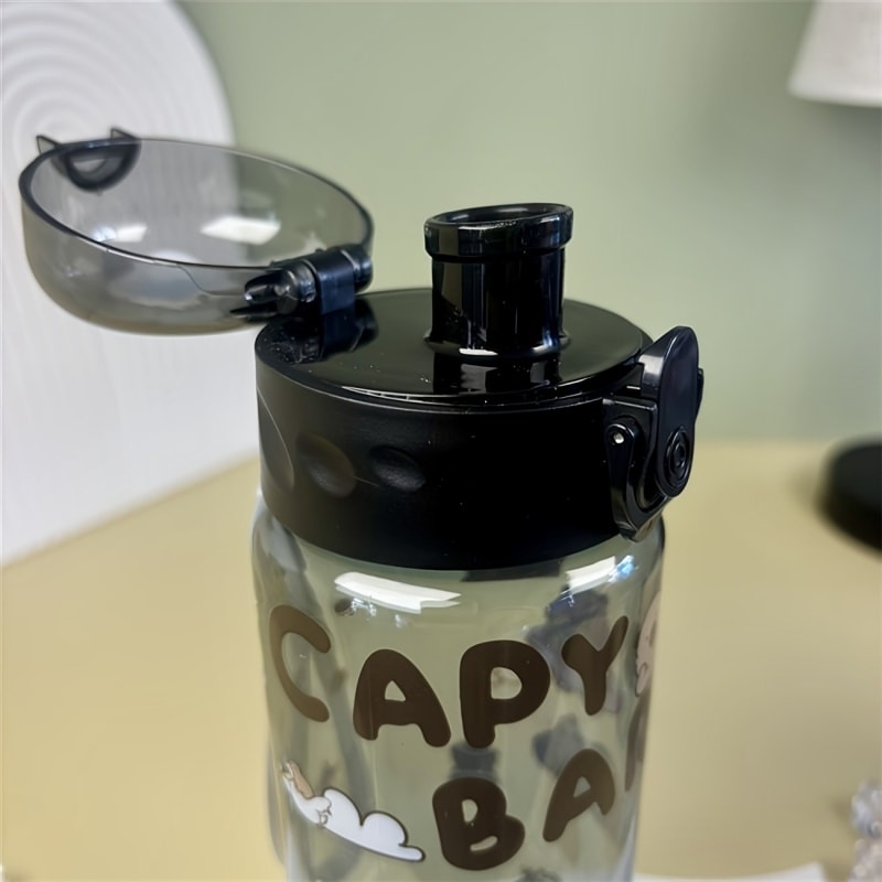 Transparent Cartoon Water Bottle With Carry Strap Leakproof Portable Sports Cup 2