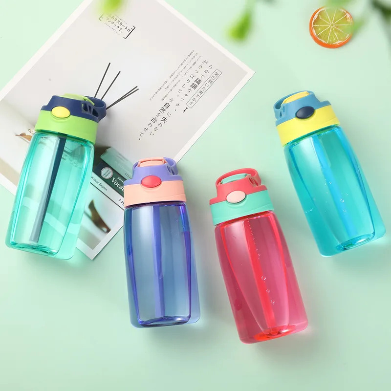 Portable Kids Water Bottle With Straw Gym Travel Sports Cup 2