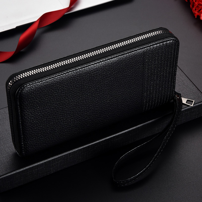 Premium RFID Blocking Leather Long Wallet For Men Zipper Clutch Organizer With Credit Card ID Hold 0