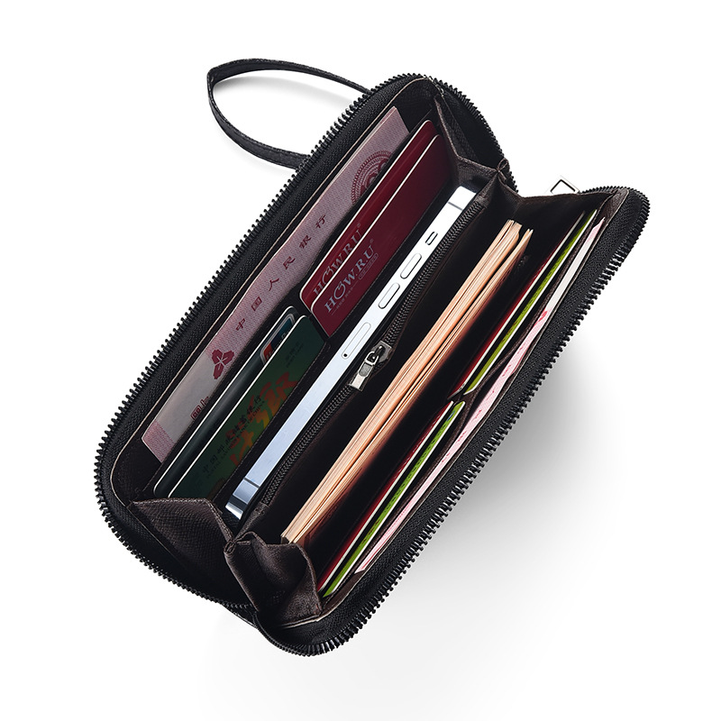 Premium RFID Blocking Leather Long Wallet For Men Zipper Clutch Organizer With Credit Card ID Hold 3
