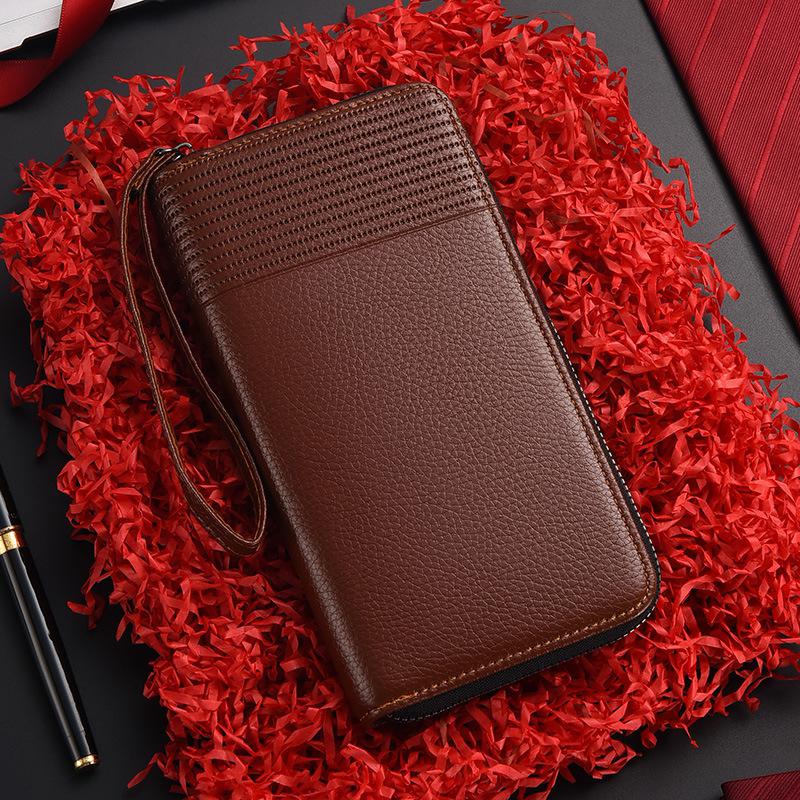 Premium RFID Blocking Leather Long Wallet For Men Zipper Clutch Organizer With Credit Card ID Hold 7