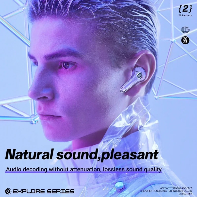 Wireless Bluetooth Headphones with Transparent ENC LED Display & Stereo Sound