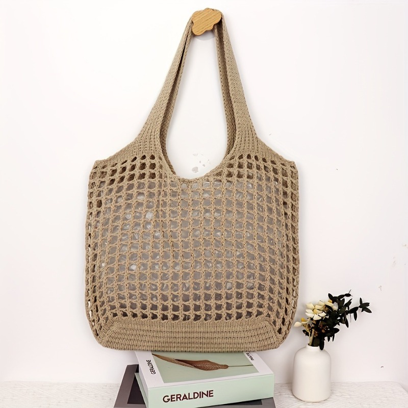 Large Crochet Tote Bag For Women Hollow Woven Shopping Bag With Comfortable Shoulder Strap For Trav 7