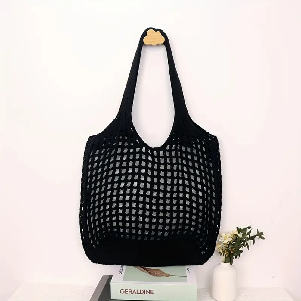 Large Crochet Tote Bag For Women Hollow Woven Shopping Bag With Comfortable Shoulder Strap For Trav 8