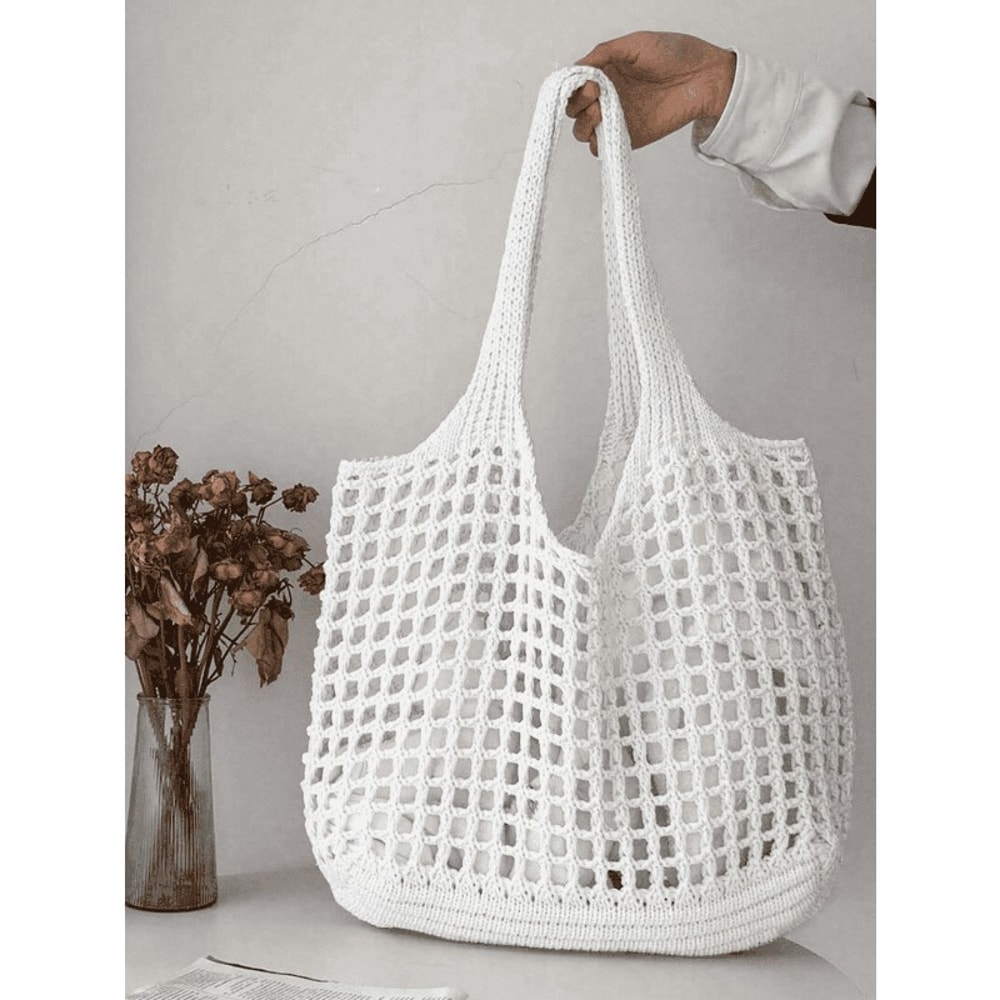 Large Crochet Tote Bag For Women Hollow Woven Shopping Bag With Comfortable Shoulder Strap For Trav 9