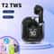Wireless Bluetooth Earphones with LED Power Digital Display Transparent HIFI Stereo Sound Headphones