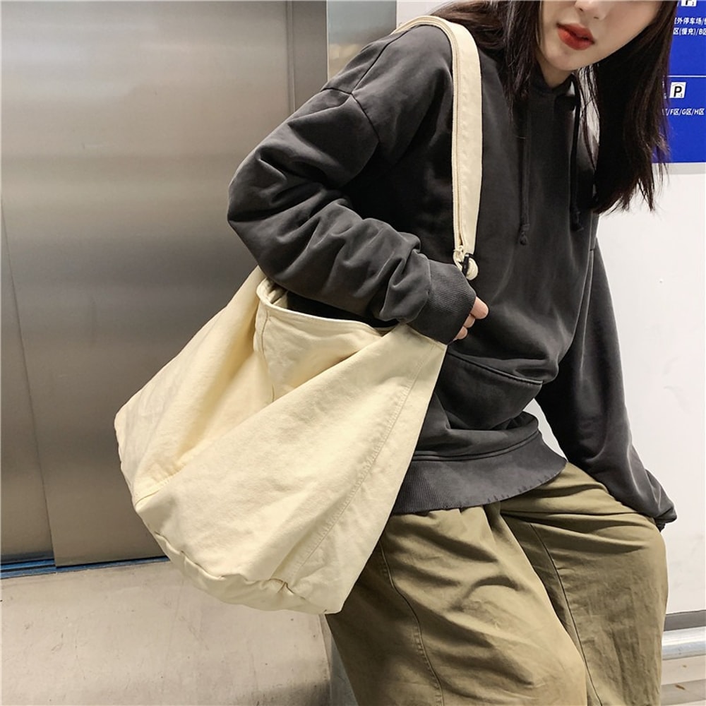 Stylish Canvas Tote Bag For Daily Use Trendy Outer Bag With Versatile Functionality 1