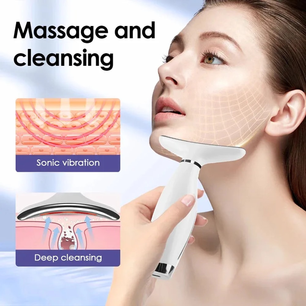 Portable LED Light Therapy Face Neck Massager Adjustable Vibration Anti Wrinkle Skin Tightening Li 2