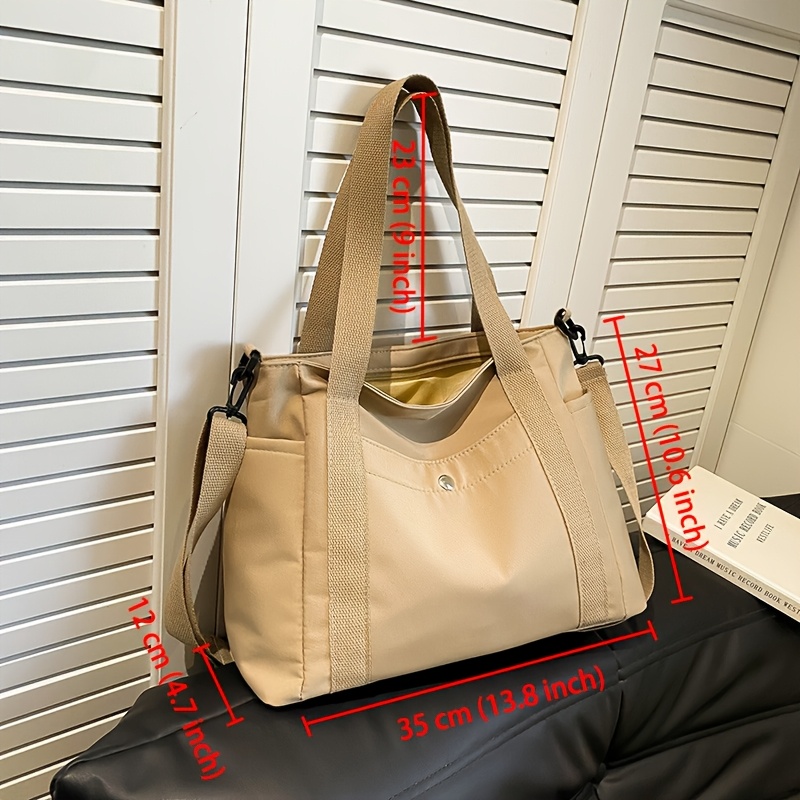 Large Capacity Nylon Crossbody Bag Casual Solid Color Messenger Shoulder Bag With Removable Strap 0