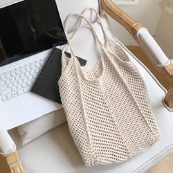 hollow woven shoulder bag large capacity summer crochet tote for women
