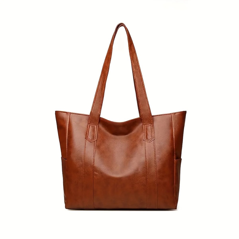 Vintage Vegan Tote Bag Large Capacity Retro Shoulder Handbag for Women Ideal for Casual Commutes & Travel