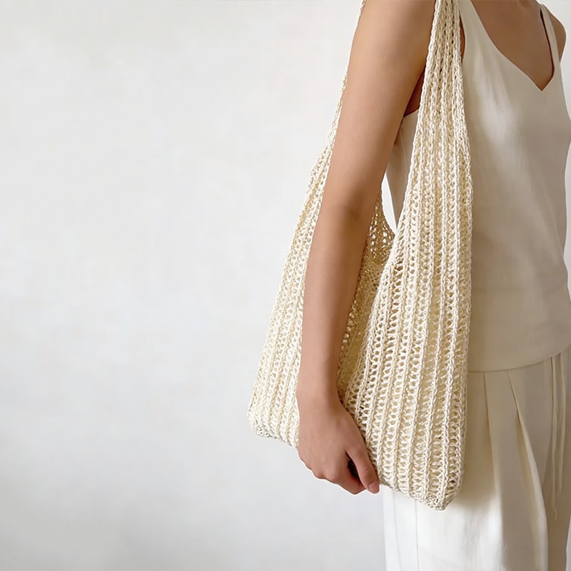 Summer Knitted Hollow Underarm Tote Bag Womens Large Capacity Shopper For Casual Travel 2